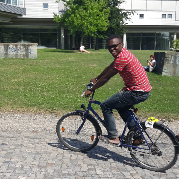 Joseph Tamale on his bike