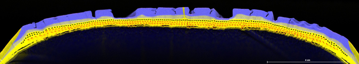 Micro X-ray fluorescence image of a tire section