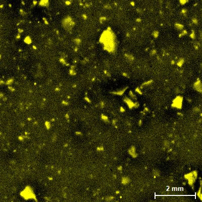 Micro-X-ray fluorescence images of a recyclated rubber.