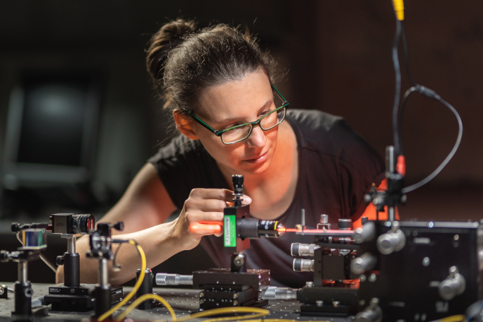 quantum researcher in her lab