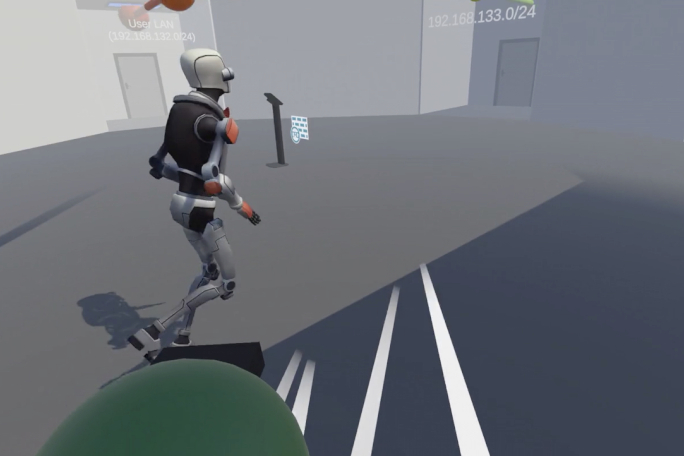 Robot walking in a virtual reality environment