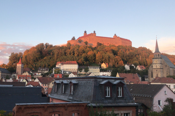 A castle on top of a hill.