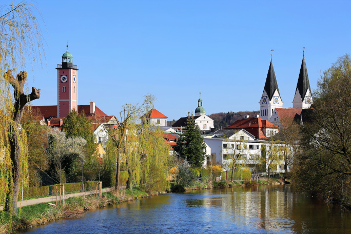 View on Eichstätt with a river in the foreground