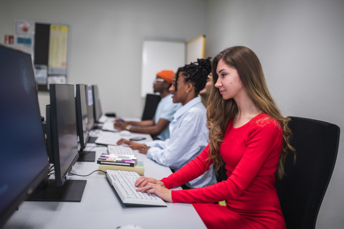 Young people working on computers
