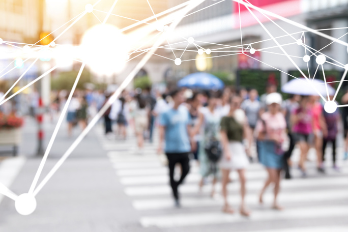 People crossing a cross-walk