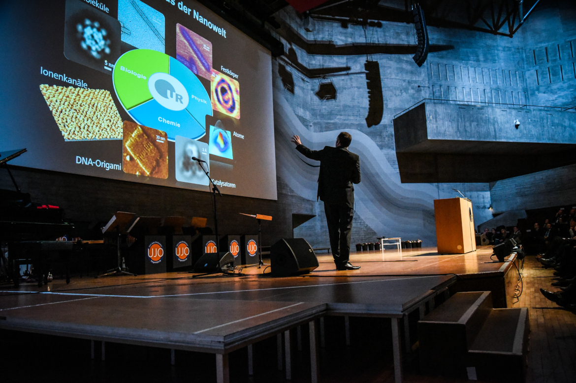 Prof. Huber on stage