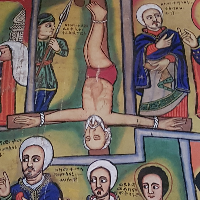 Frescoe showing a crucified man